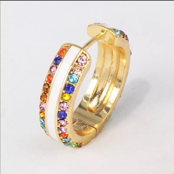 • Claire • Rainbow Crystal Hoops - Picture 3 of 3